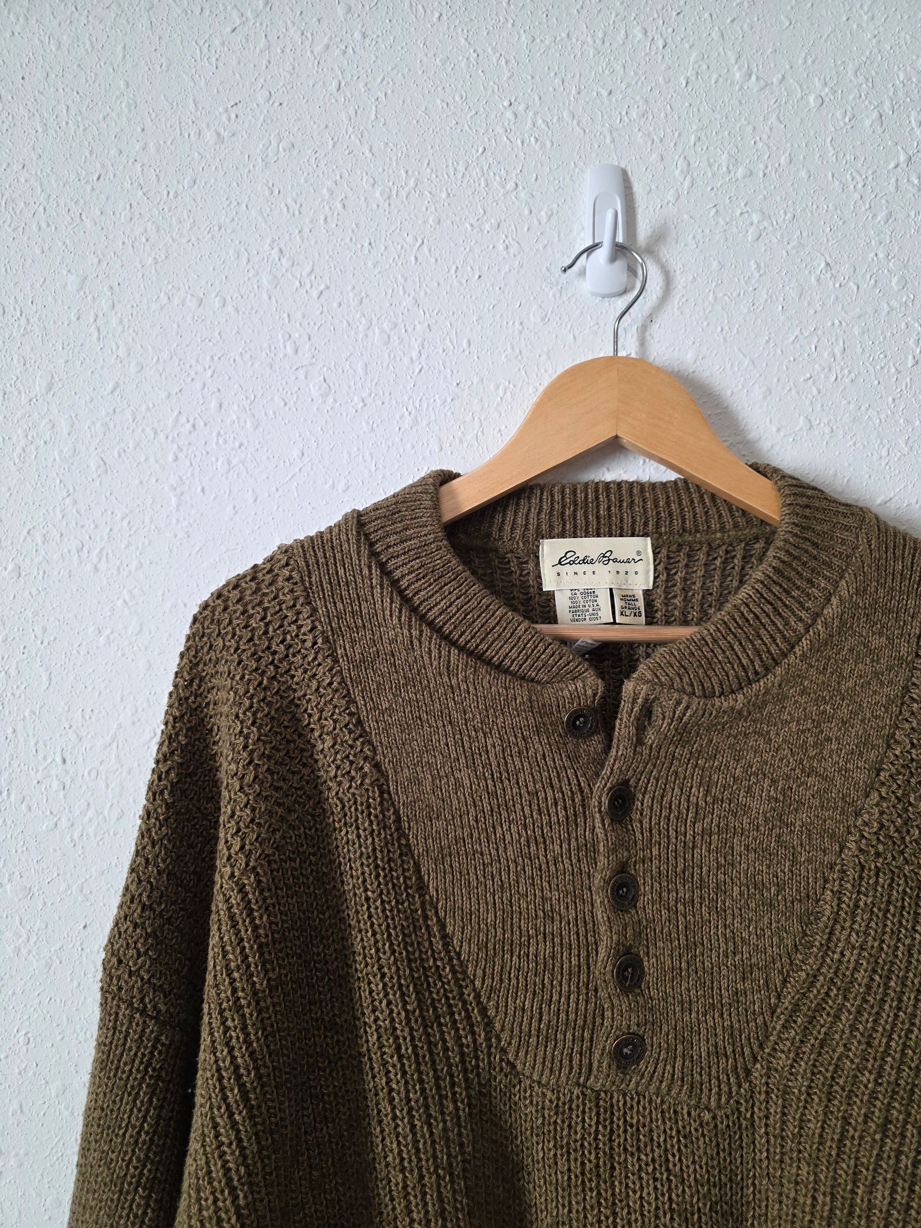 Vintage Eddie Bauer Olive Henley (XL)