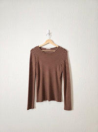 Marine Layer Brown Striped Tee (M)