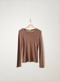 Marine Layer Brown Striped Tee (M)