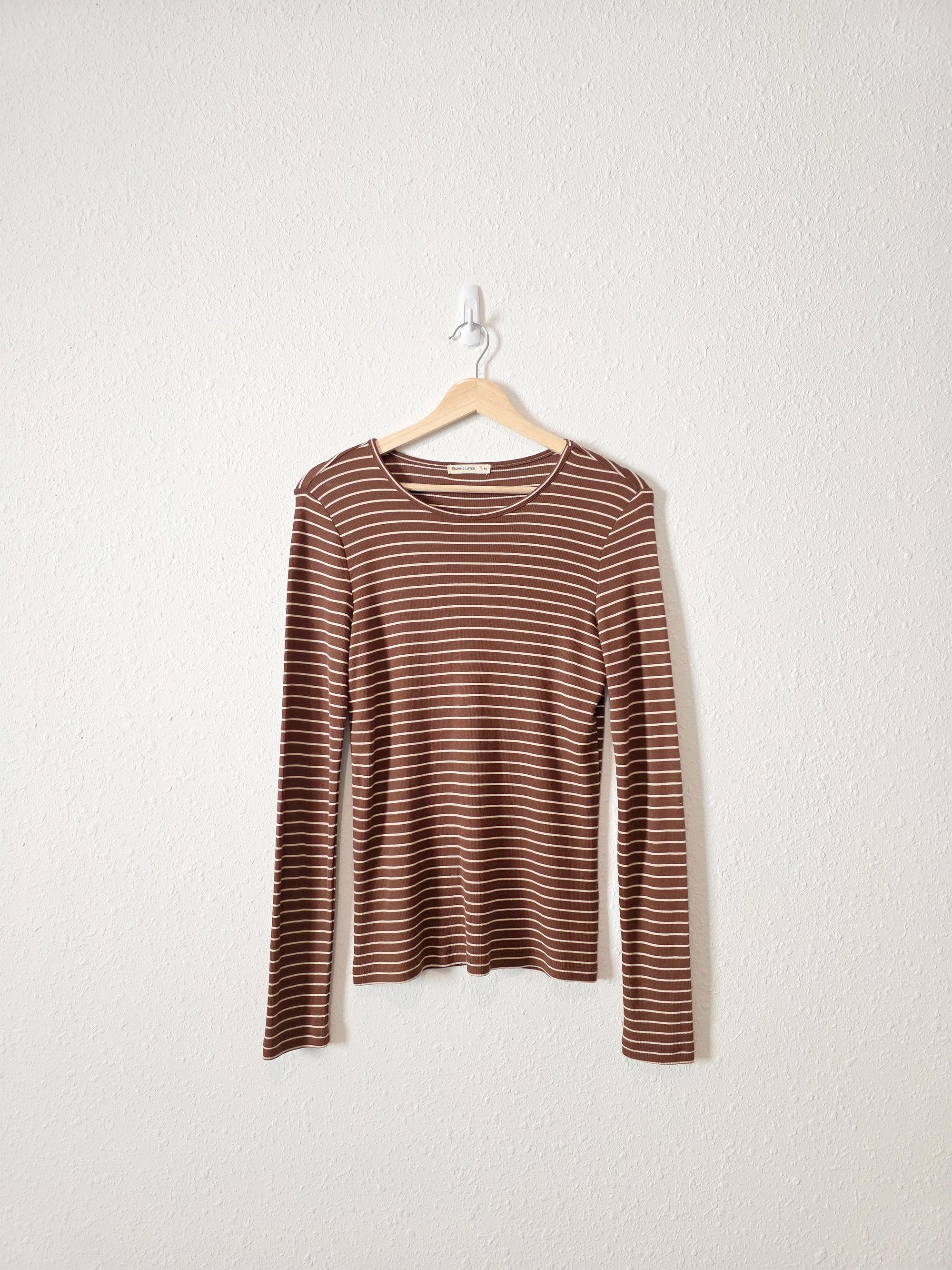 Marine Layer Brown Striped Tee (M)