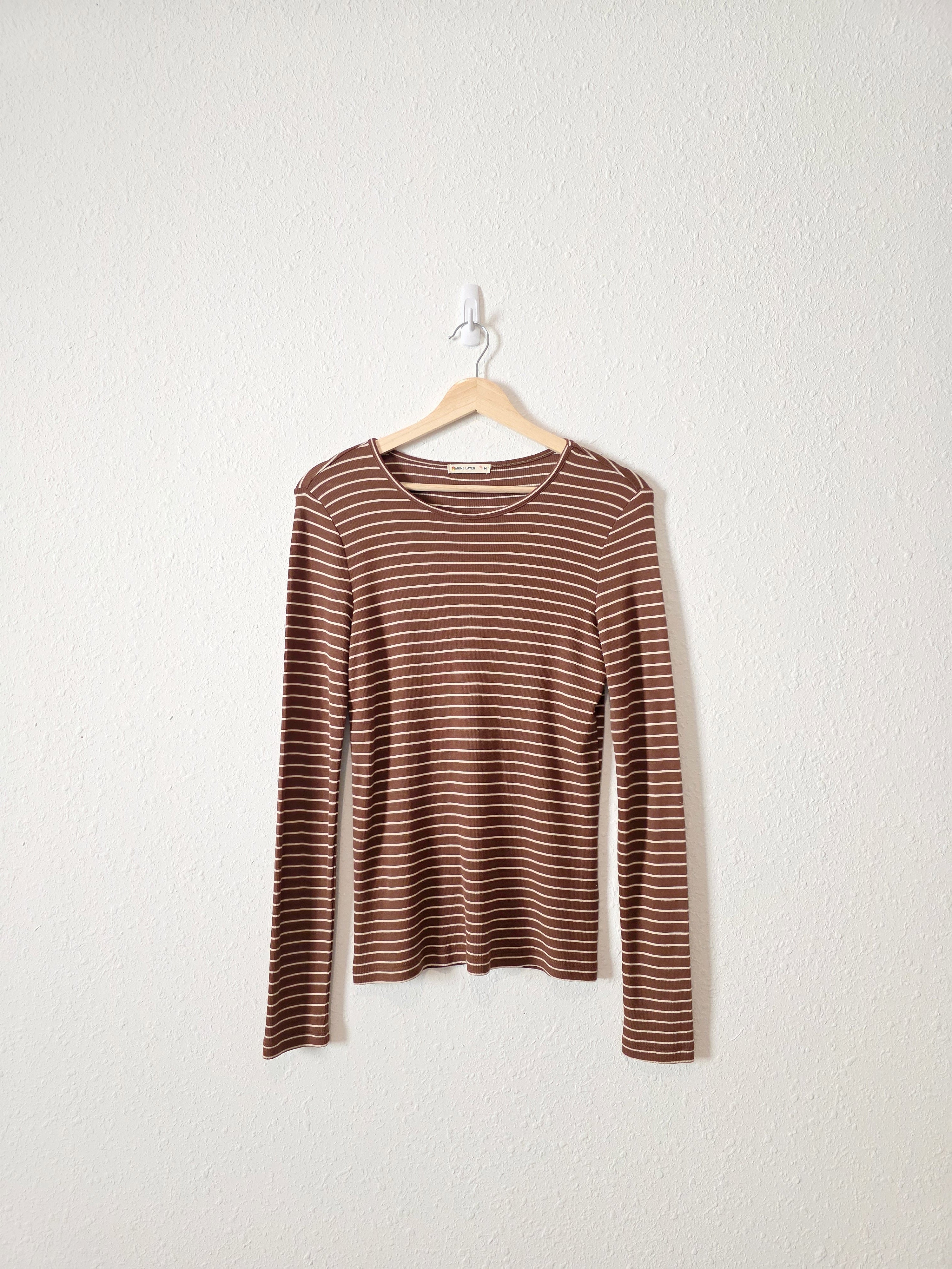 Marine Layer Brown Striped Tee (M)