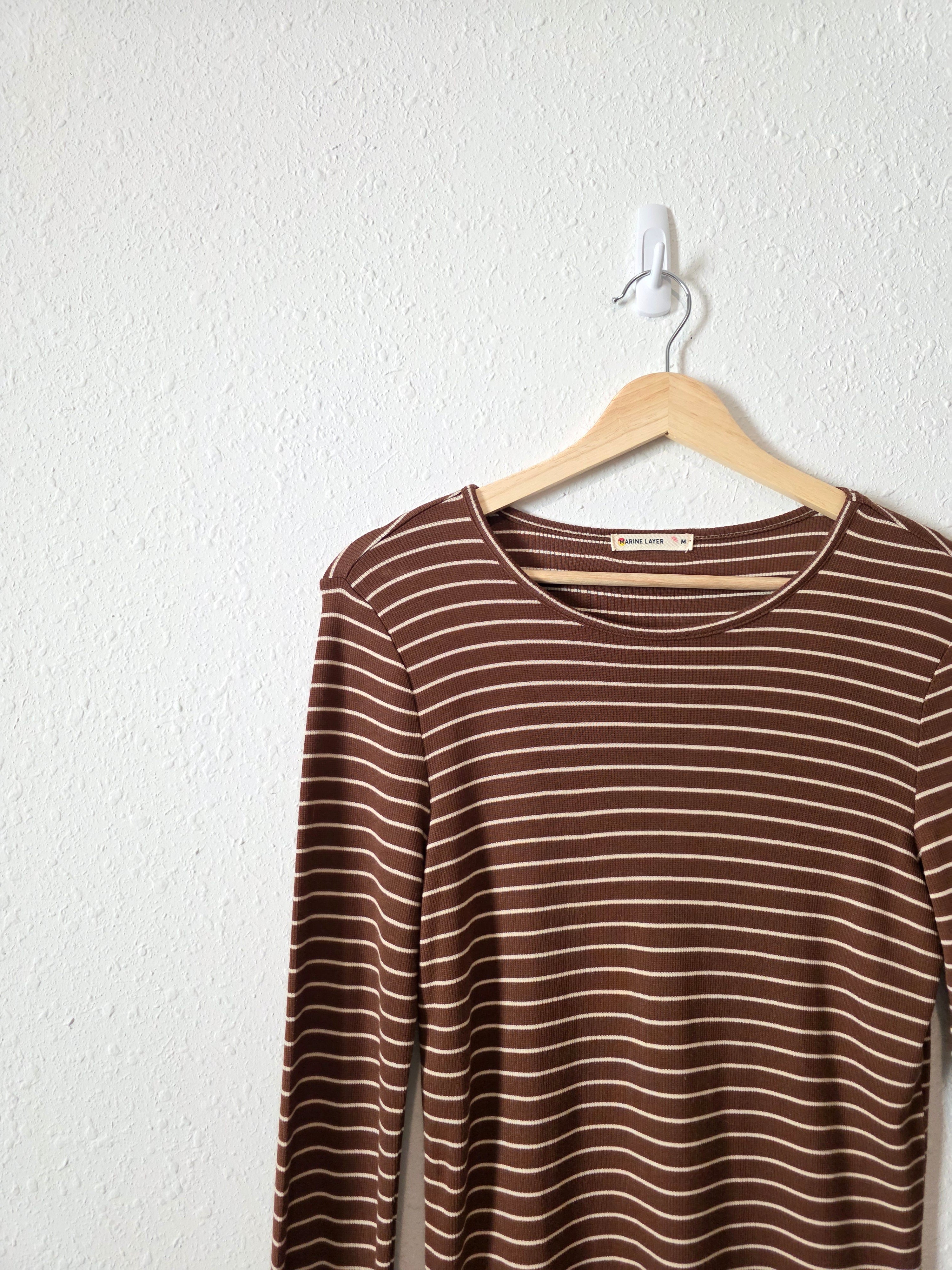 Marine Layer Brown Striped Tee (M)