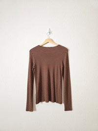 Marine Layer Brown Striped Tee (M)
