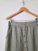 Green Linen Midi Skirt (M)