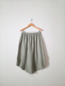 Green Linen Midi Skirt (M)