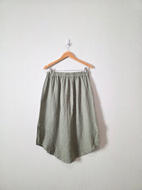 Green Linen Midi Skirt (M)