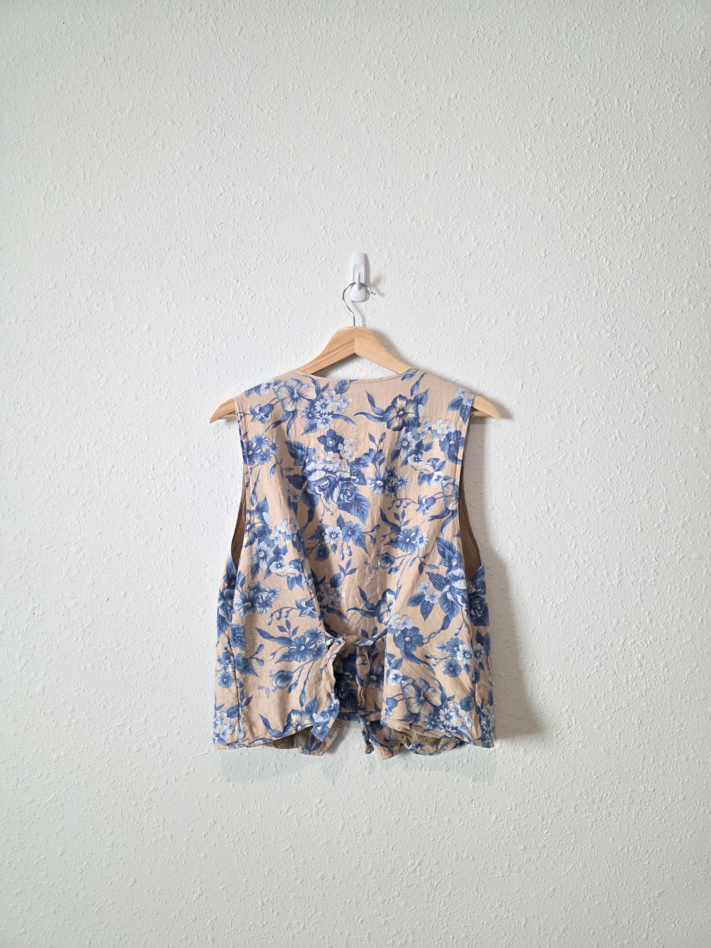 Vintage Floral Linen Blend Vest (PL)