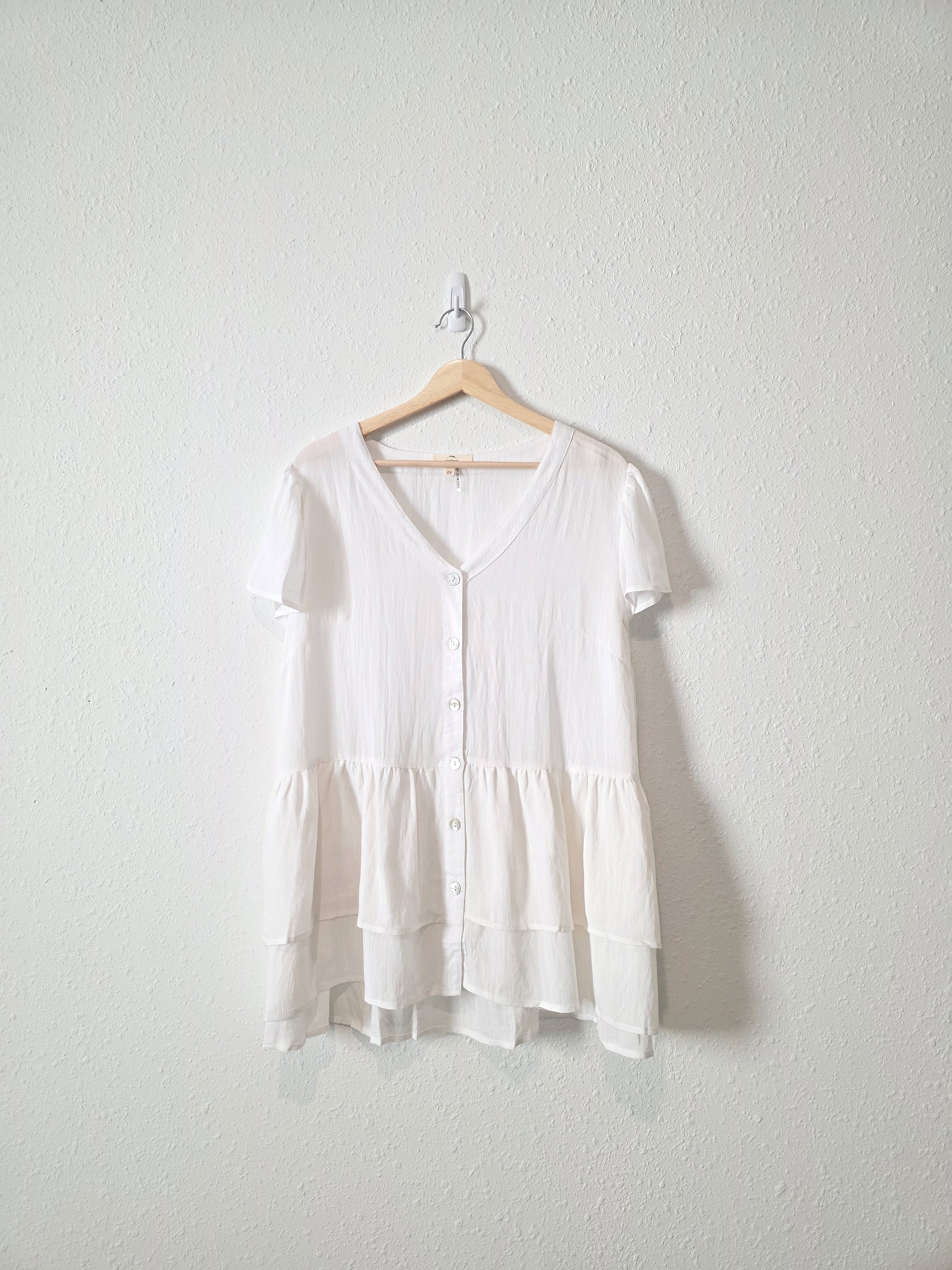 Entro White Button Up Blouse (2X)