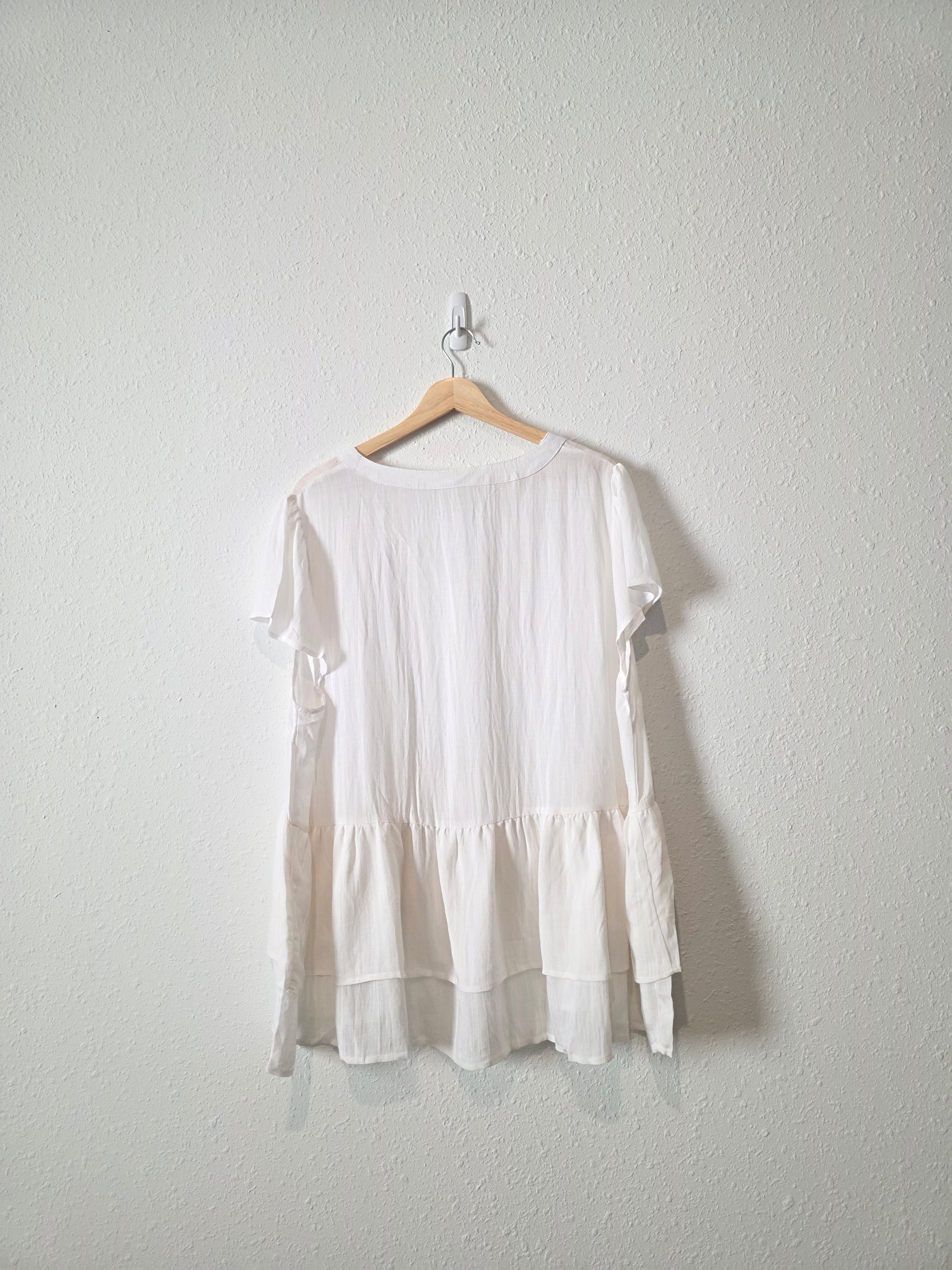 Entro White Button Up Blouse (2X)