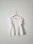 White Ruffle Cottagecore Blouse (S)