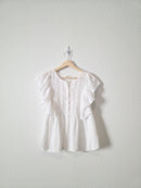 White Ruffle Cottagecore Blouse (S)
