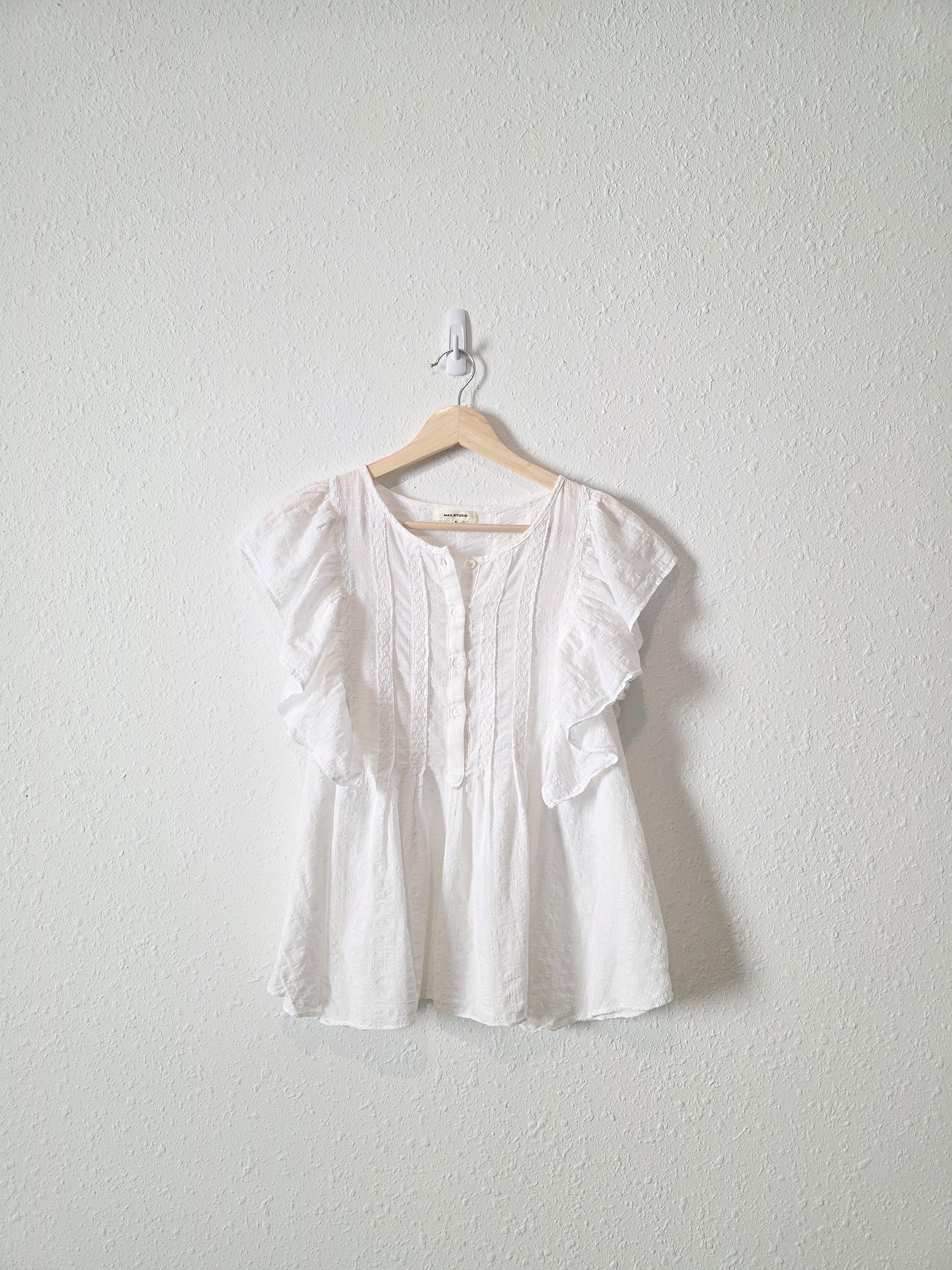 White Ruffle Cottagecore Blouse (S)