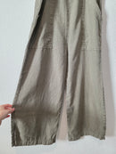 Olive Linen Wide Leg Jumpsuit Overalls (XS)