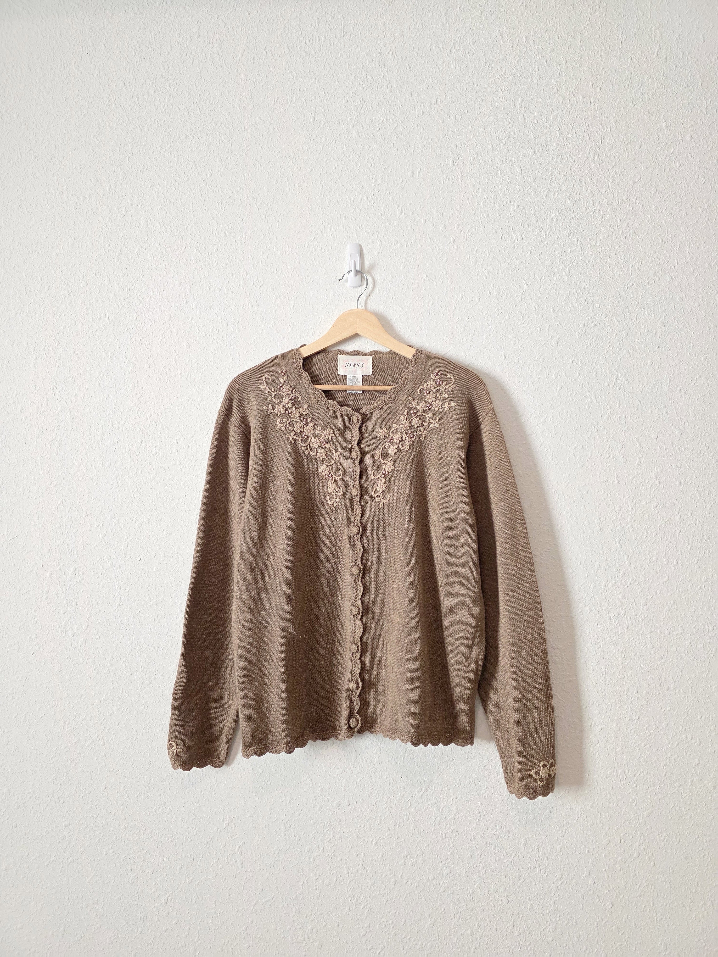 Vintage Brown Floral Sweater (M)