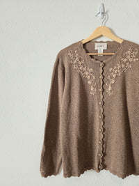 Vintage Brown Floral Sweater (M)