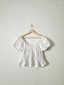 White Smocked Cotton Top (XL)