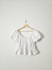 White Smocked Cotton Top (XL)