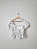 White Smocked Cotton Top (XL)