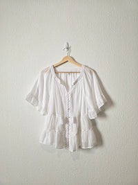 White Flowy Cottagecore Top (M)