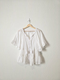 White Flowy Cottagecore Top (M)