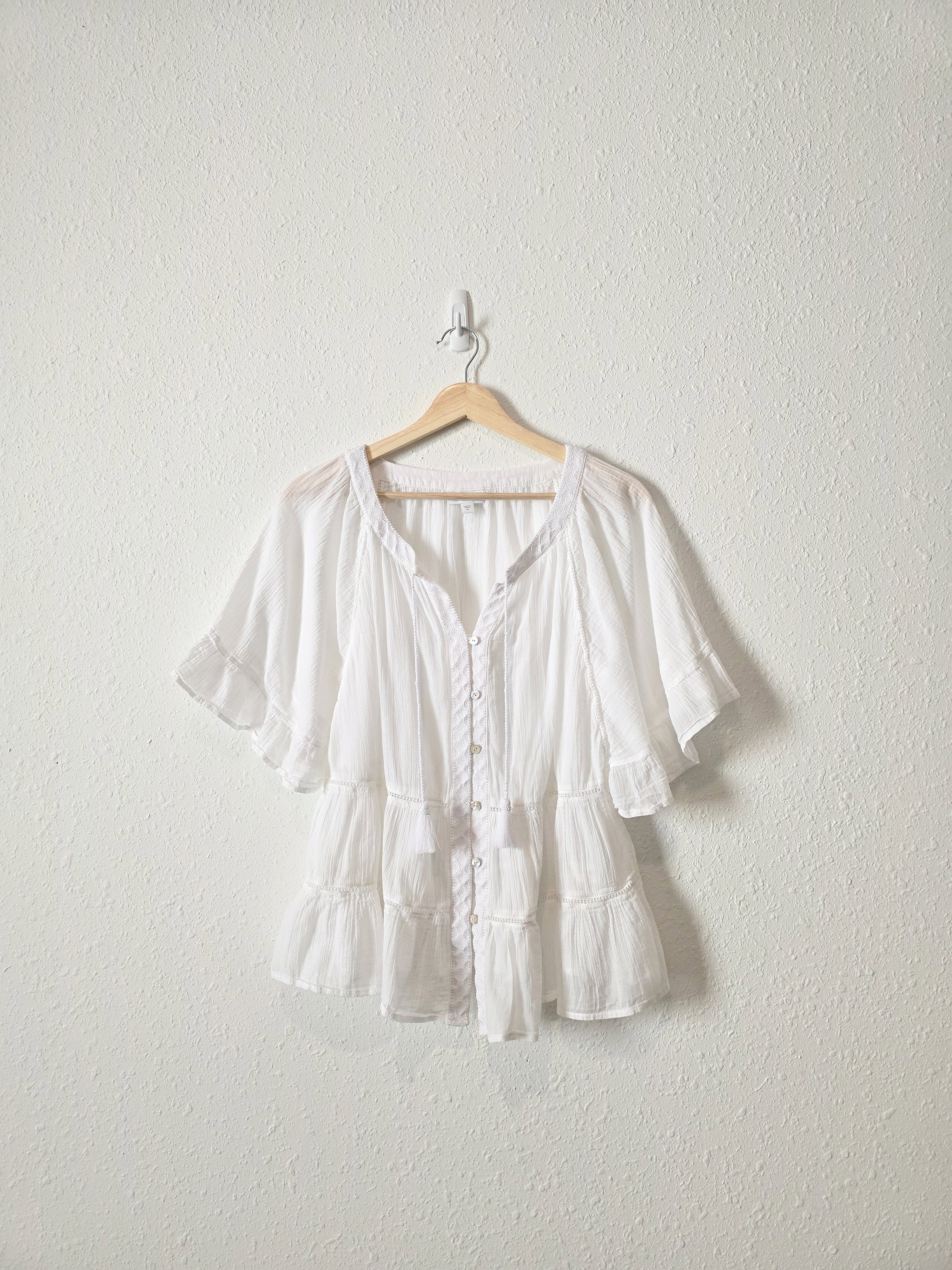 White Flowy Cottagecore Top (M)