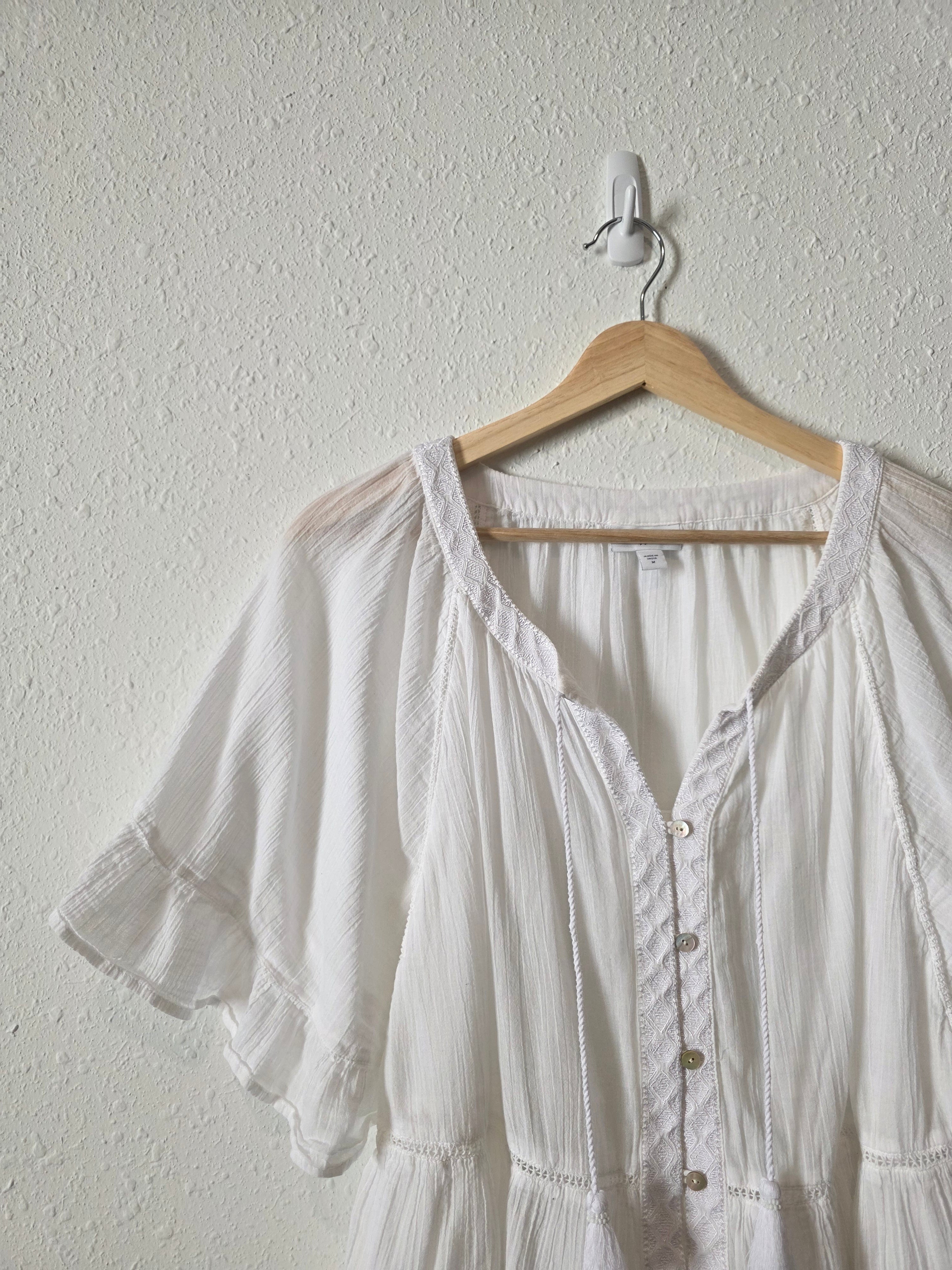 White Flowy Cottagecore Top (M)