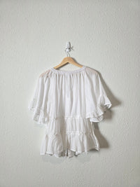 White Flowy Cottagecore Top (M)