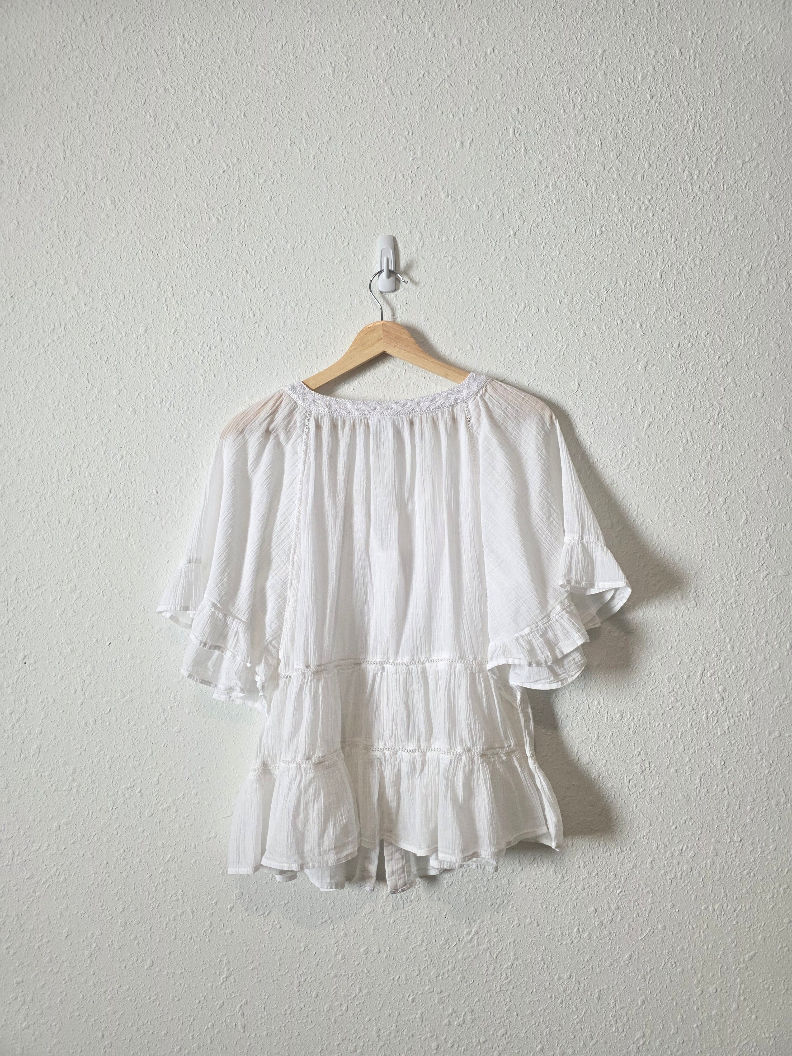 White Flowy Cottagecore Top (M)