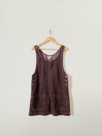 Vintage Brown Cord Overall Dress (S)