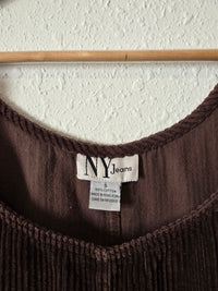 Vintage Brown Cord Overall Dress (S)