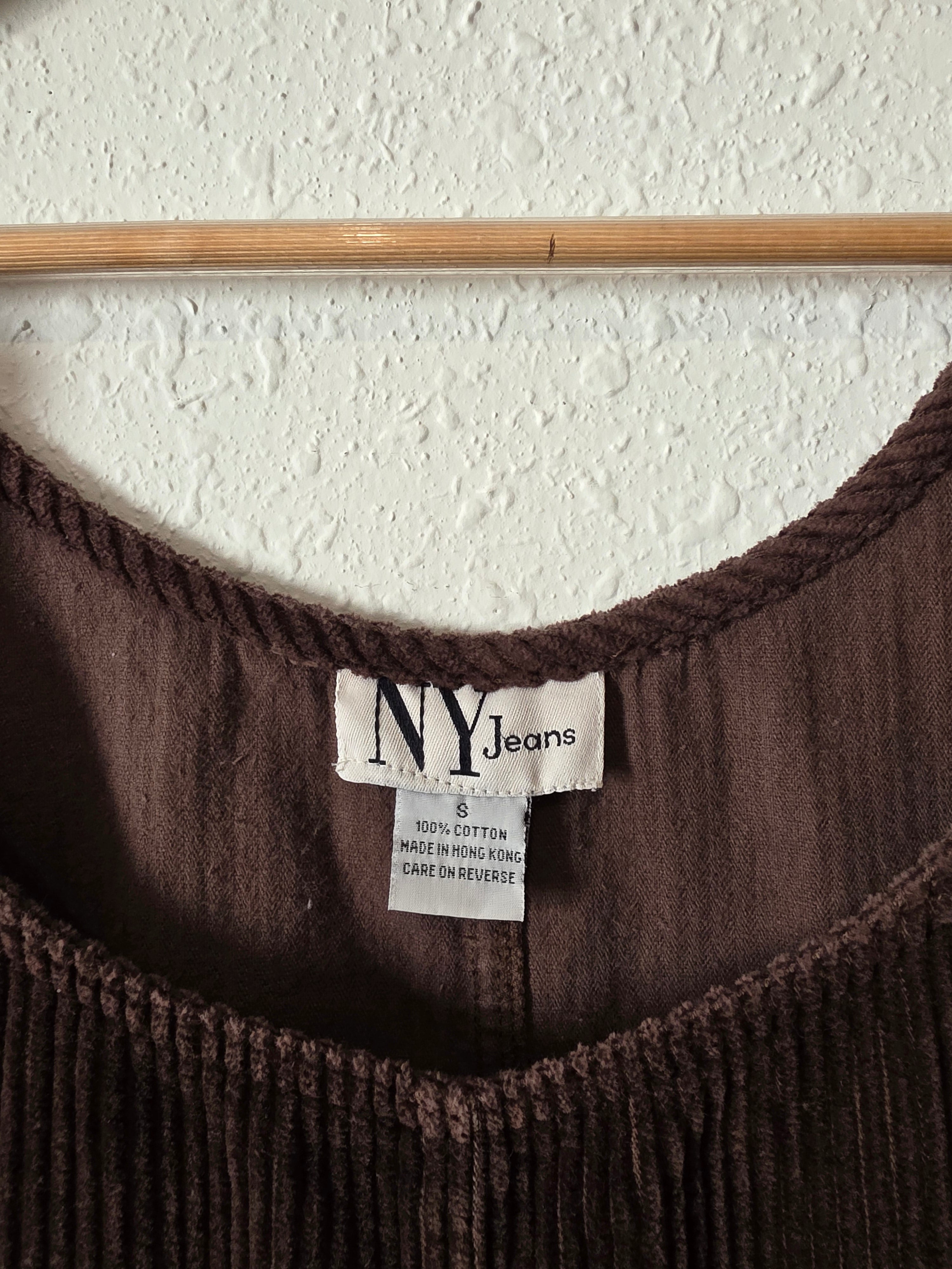Vintage Brown Cord Overall Dress (S)