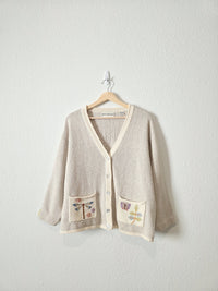 Vintage Linen Cotton Embroidered Sweater (XL)
