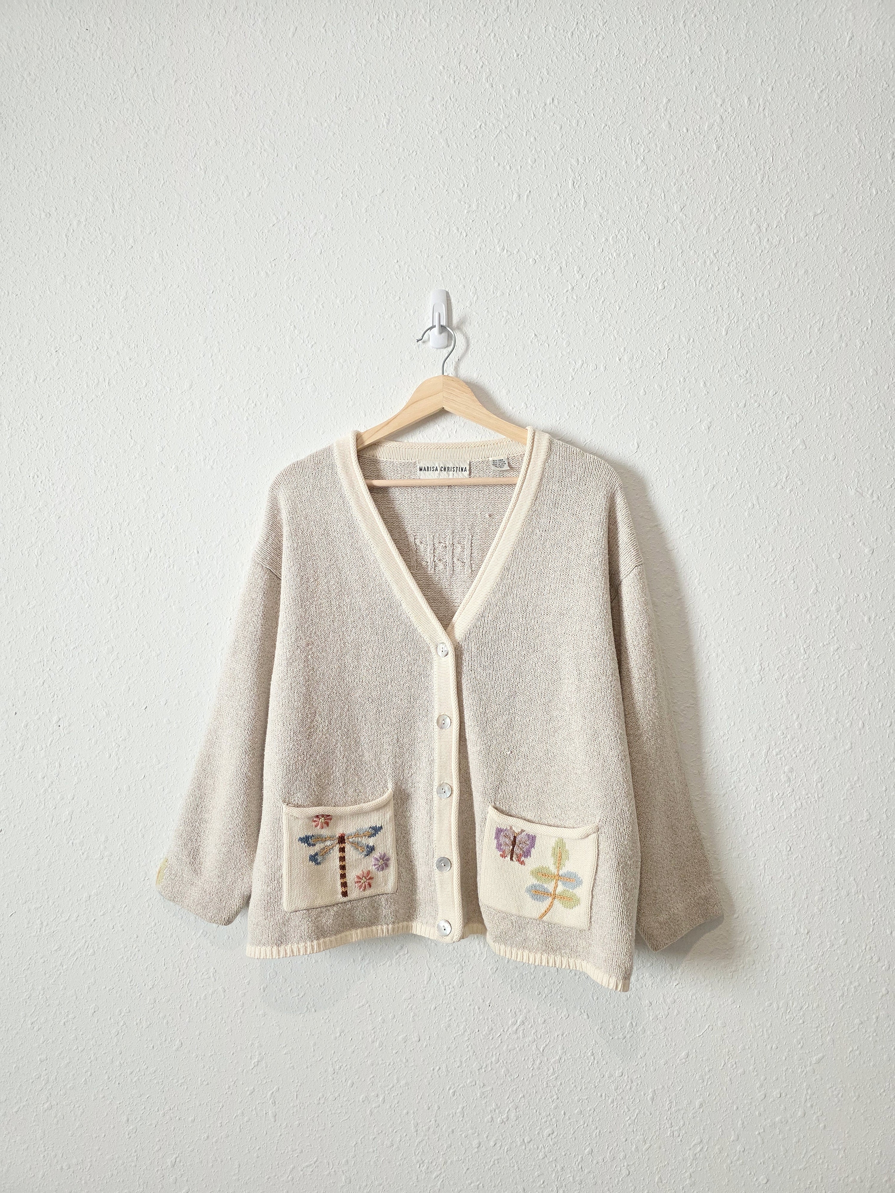 Vintage Linen Cotton Embroidered Sweater (XL)