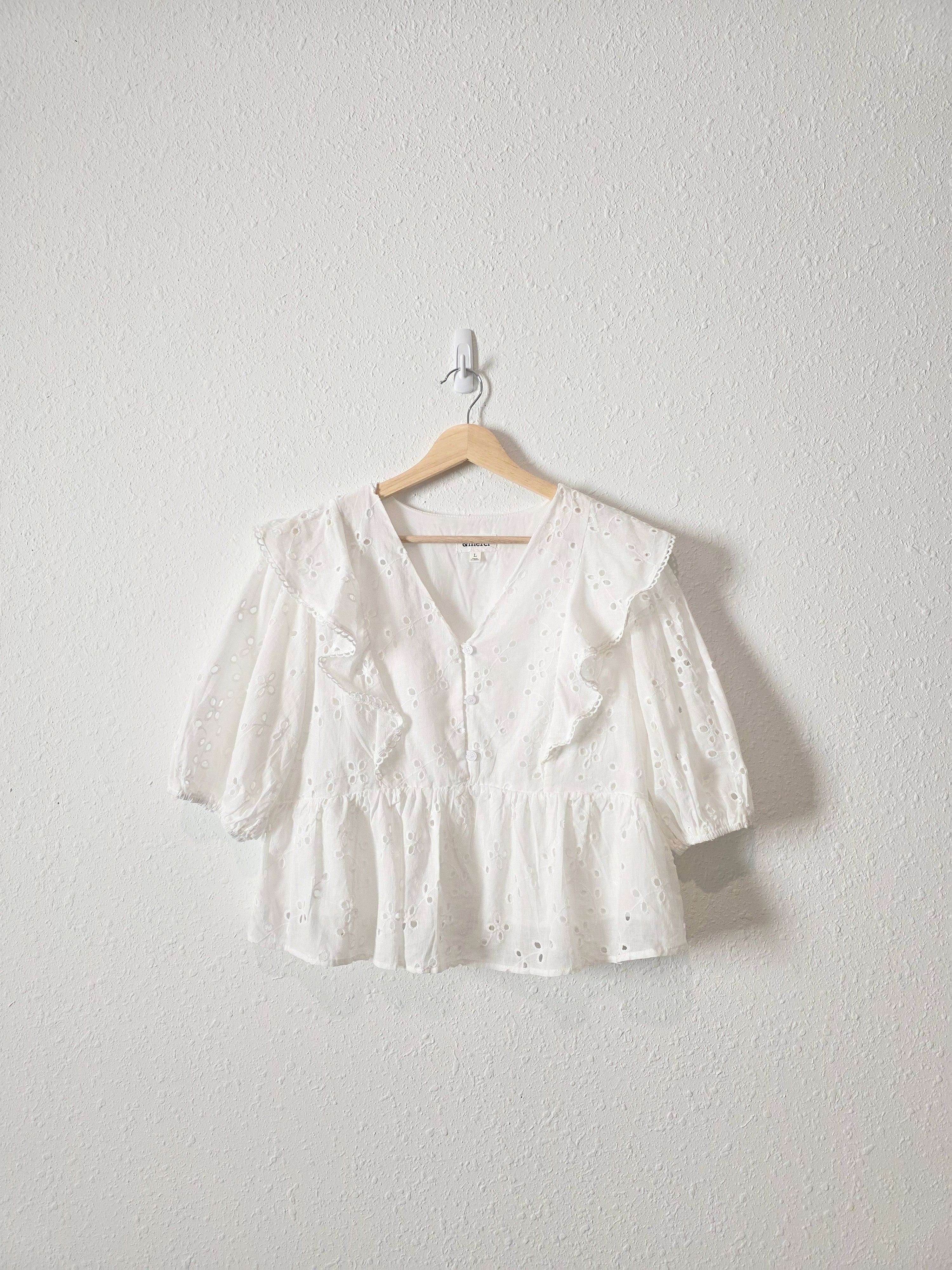 Floral Eyelet Cotton Blouse (L)