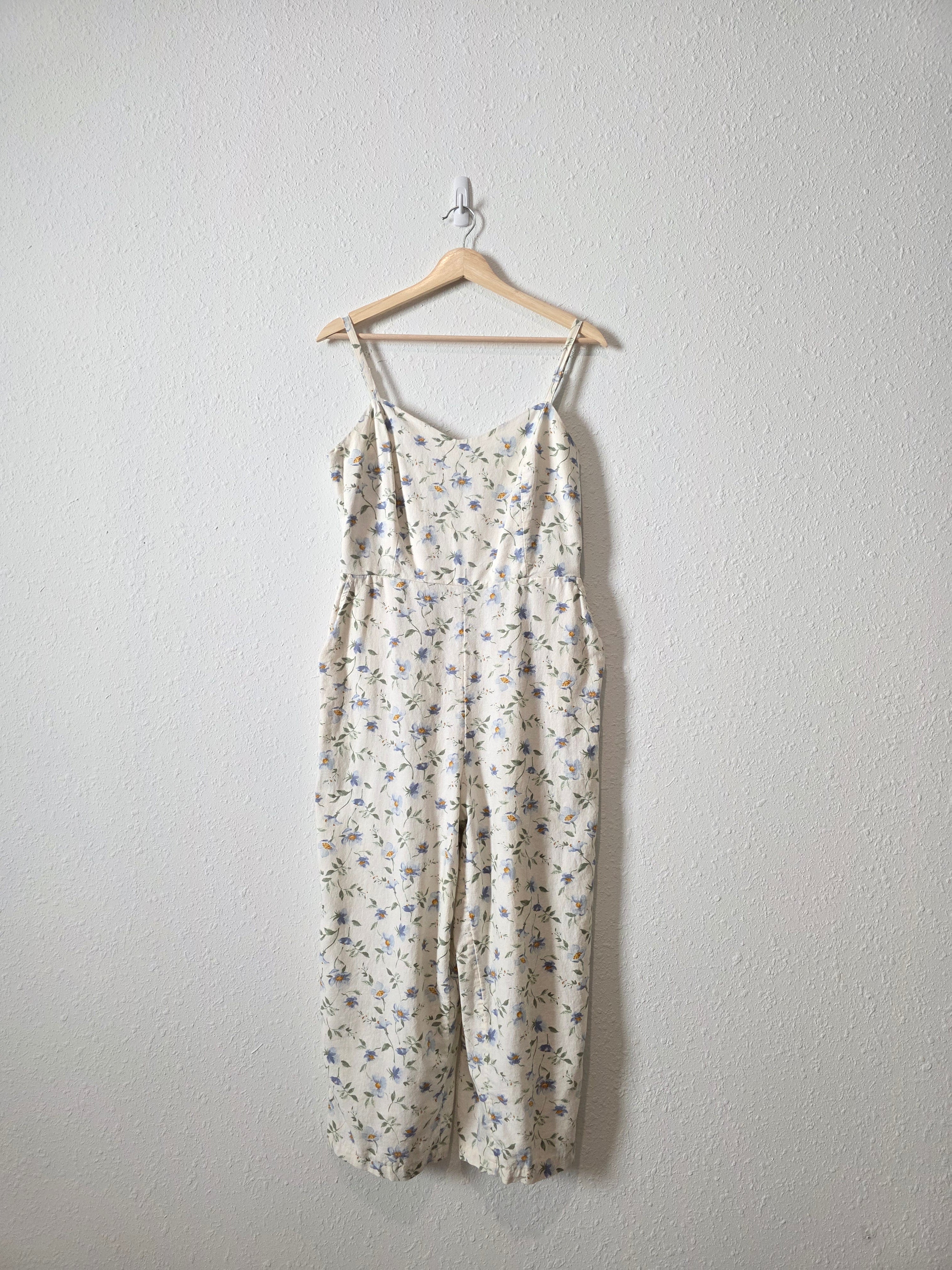 Floral Linen Blend Jumpsuit (L)