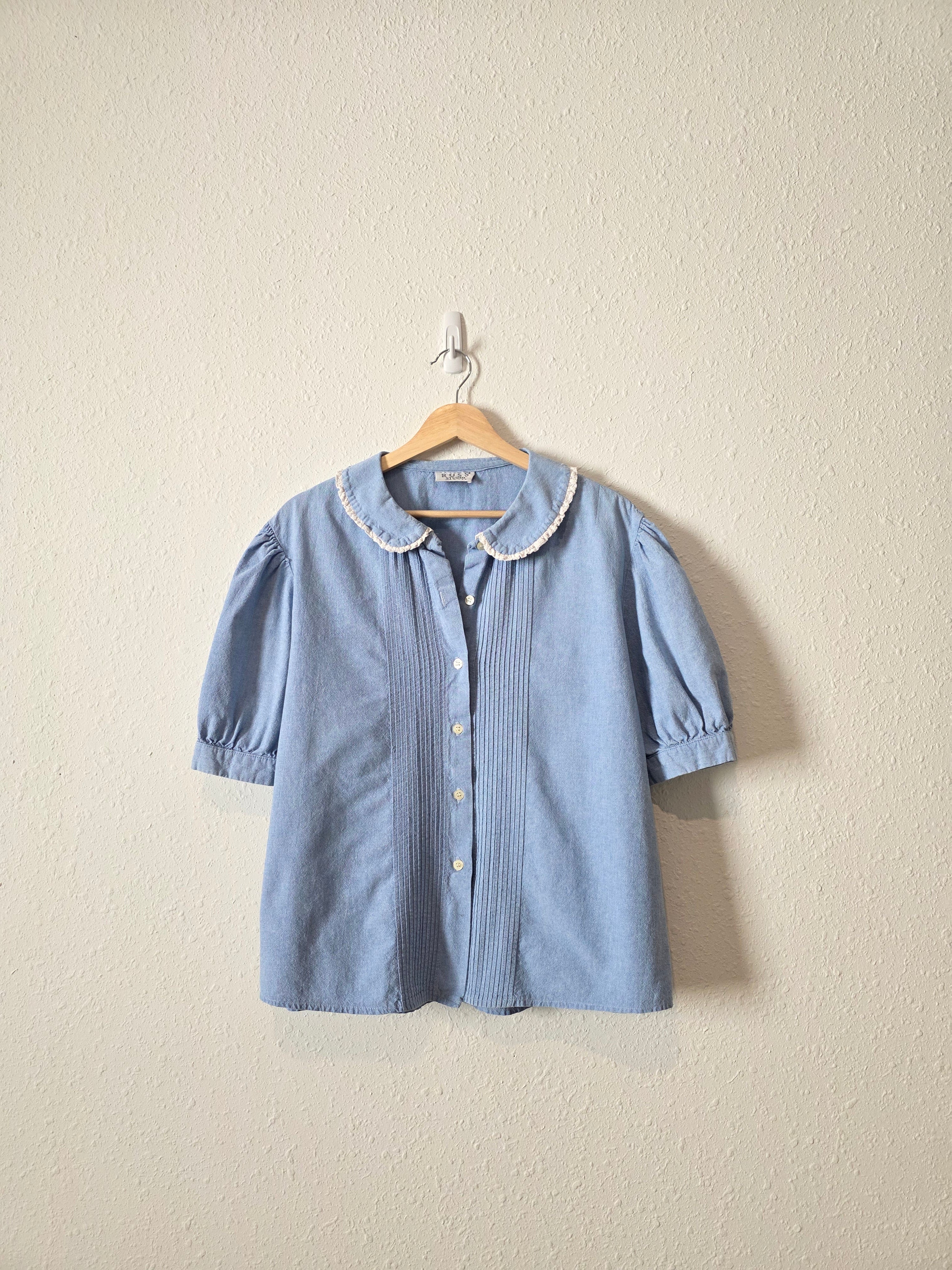 Vintage Denim Collared Blouse (XL)