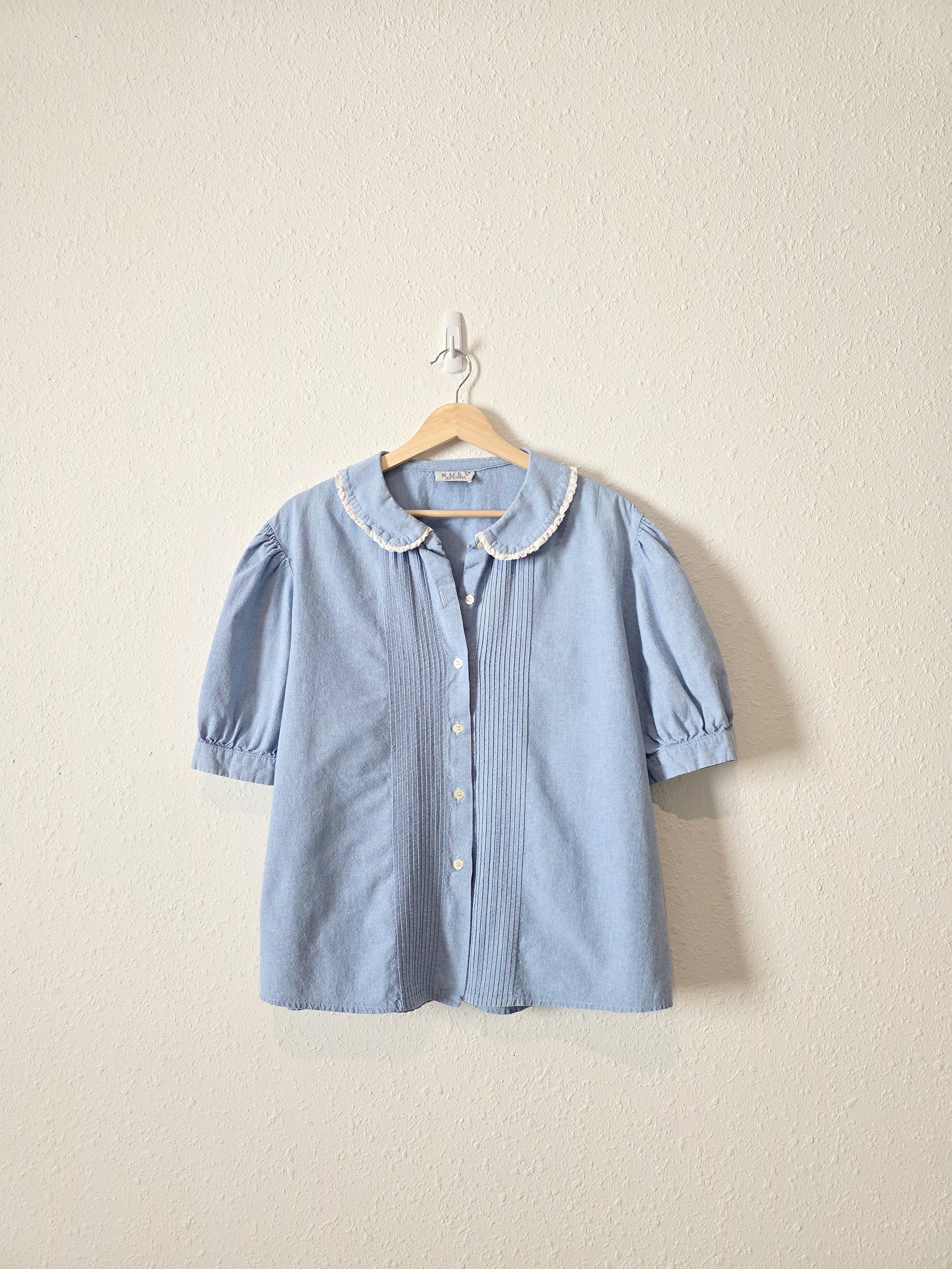 Vintage Denim Collared Blouse (XL)