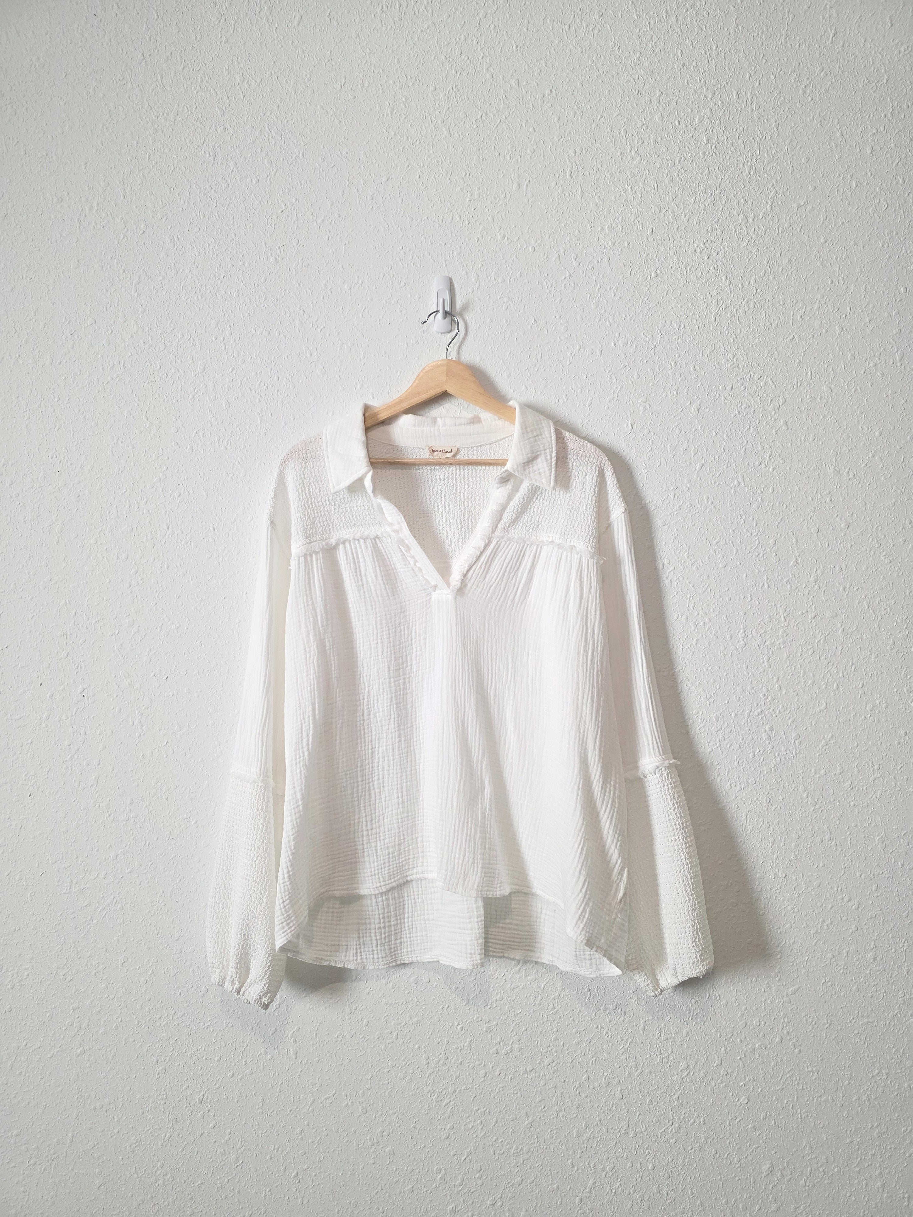 Cotton Gauze V Neck Top (L)