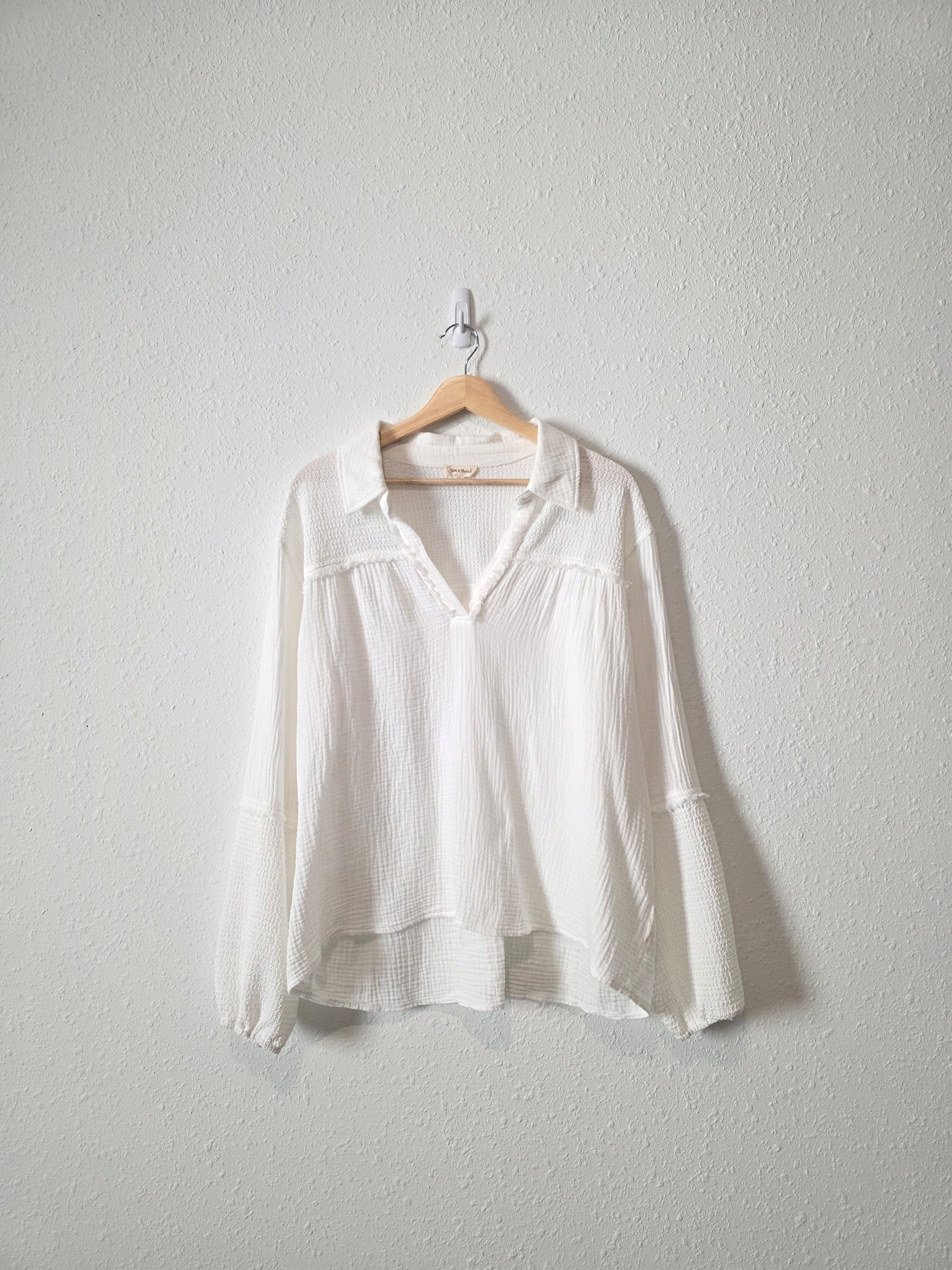 Cotton Gauze V Neck Top (L)