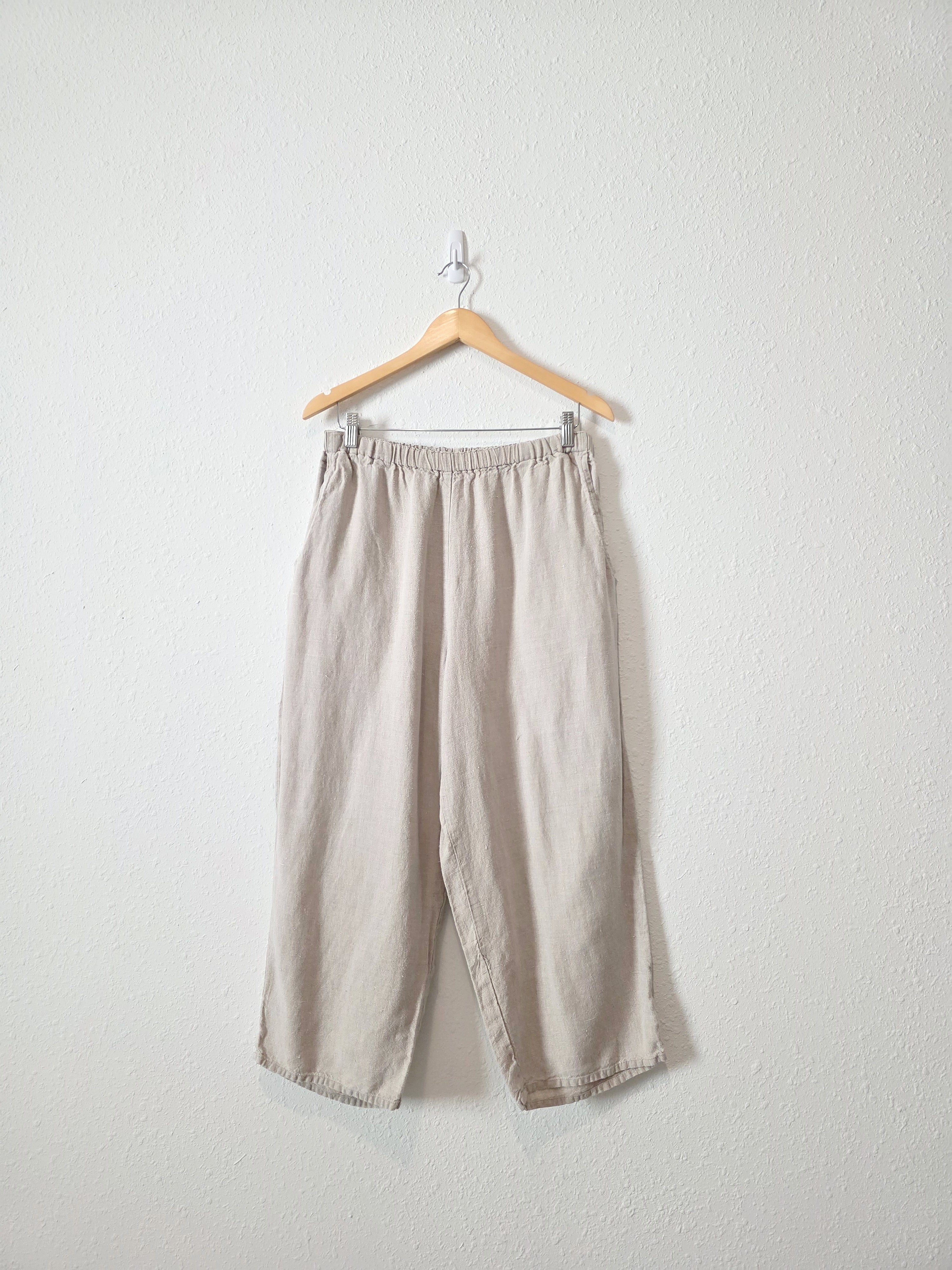 Flax Linen Wide Leg Pants (M)