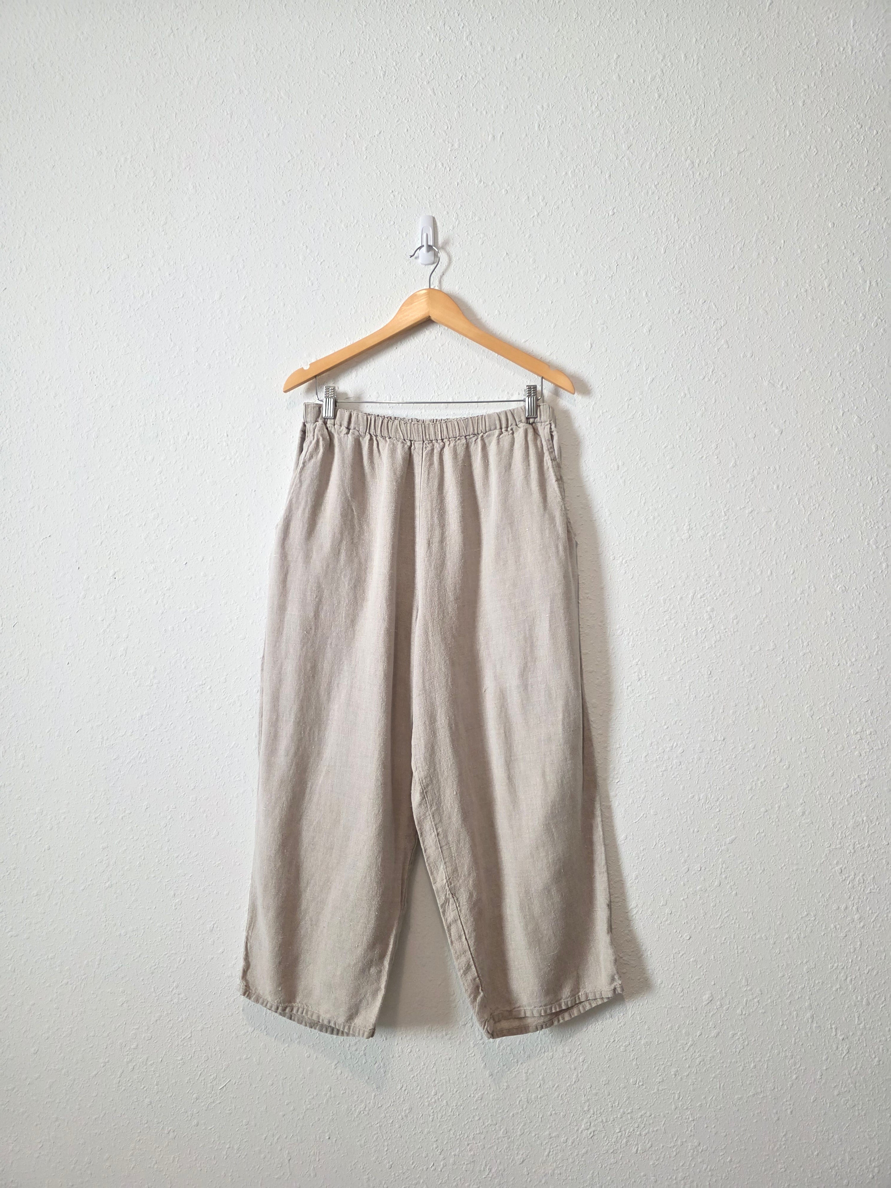 Flax Linen Wide Leg Pants (M)