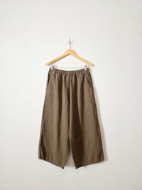 Flax Brown Wide Leg Linen Pants (M)