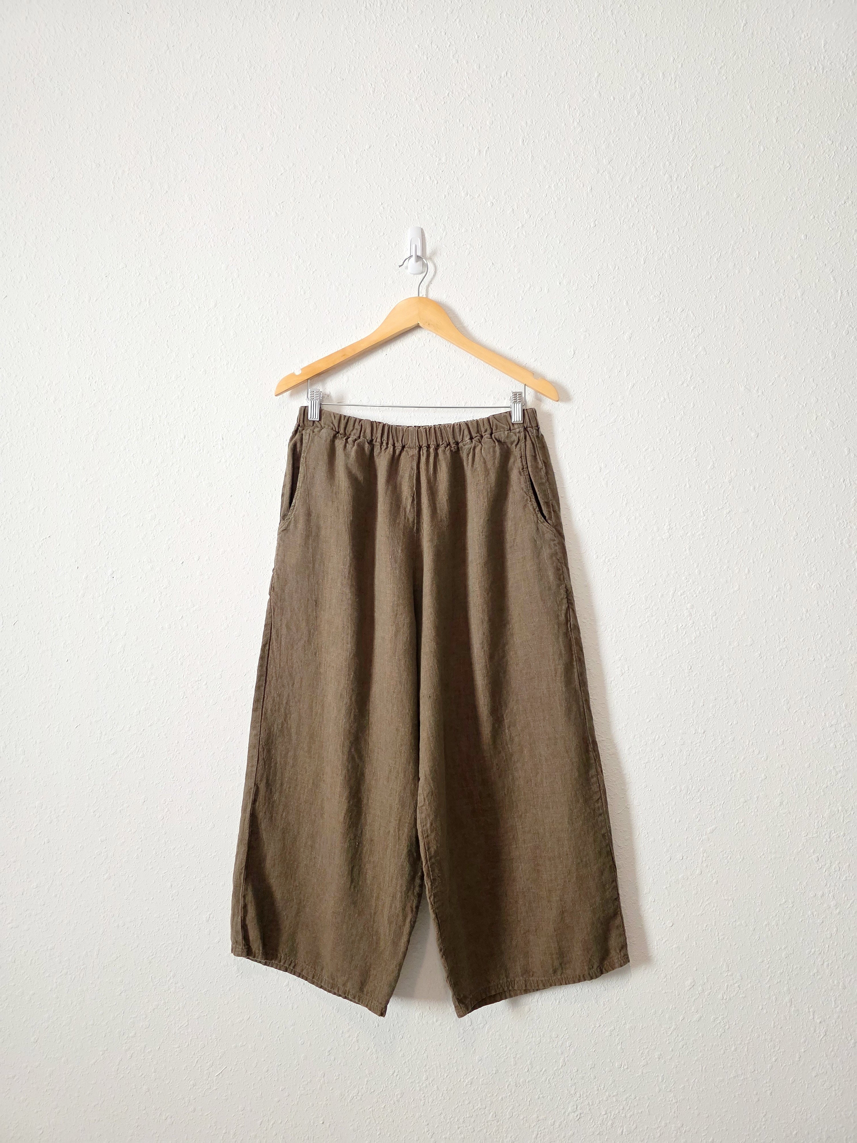 Flax Brown Wide Leg Linen Pants (M)