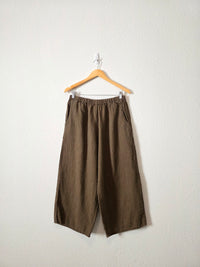 Flax Brown Wide Leg Linen Pants (M)