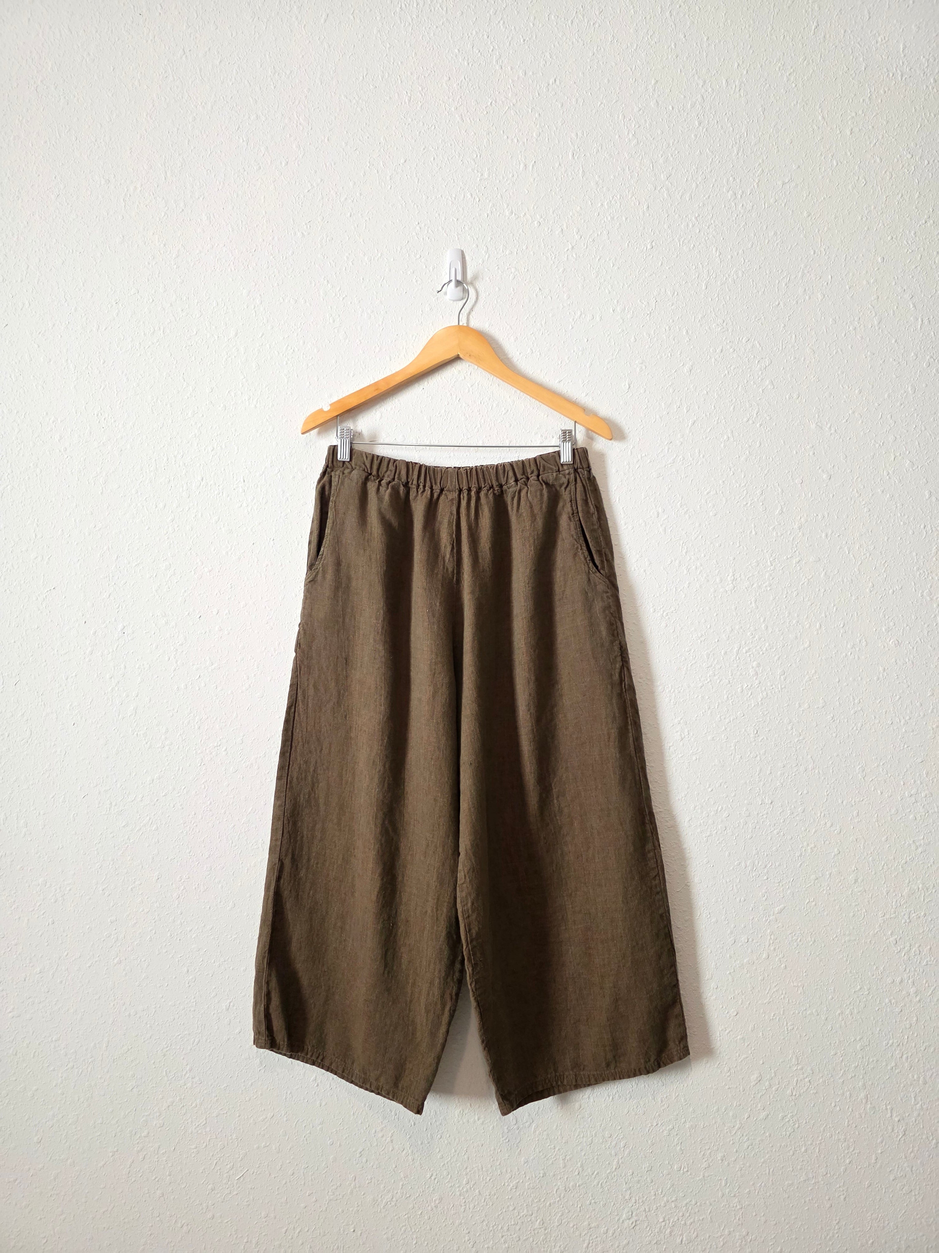 Flax Brown Wide Leg Linen Pants (M)