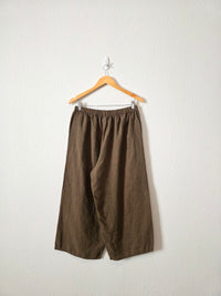 Flax Brown Wide Leg Linen Pants (M)