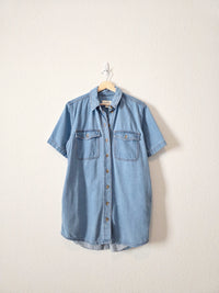Denim Mini Shirt Dress (S)