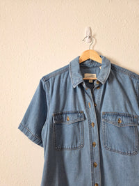 Denim Mini Shirt Dress (S)