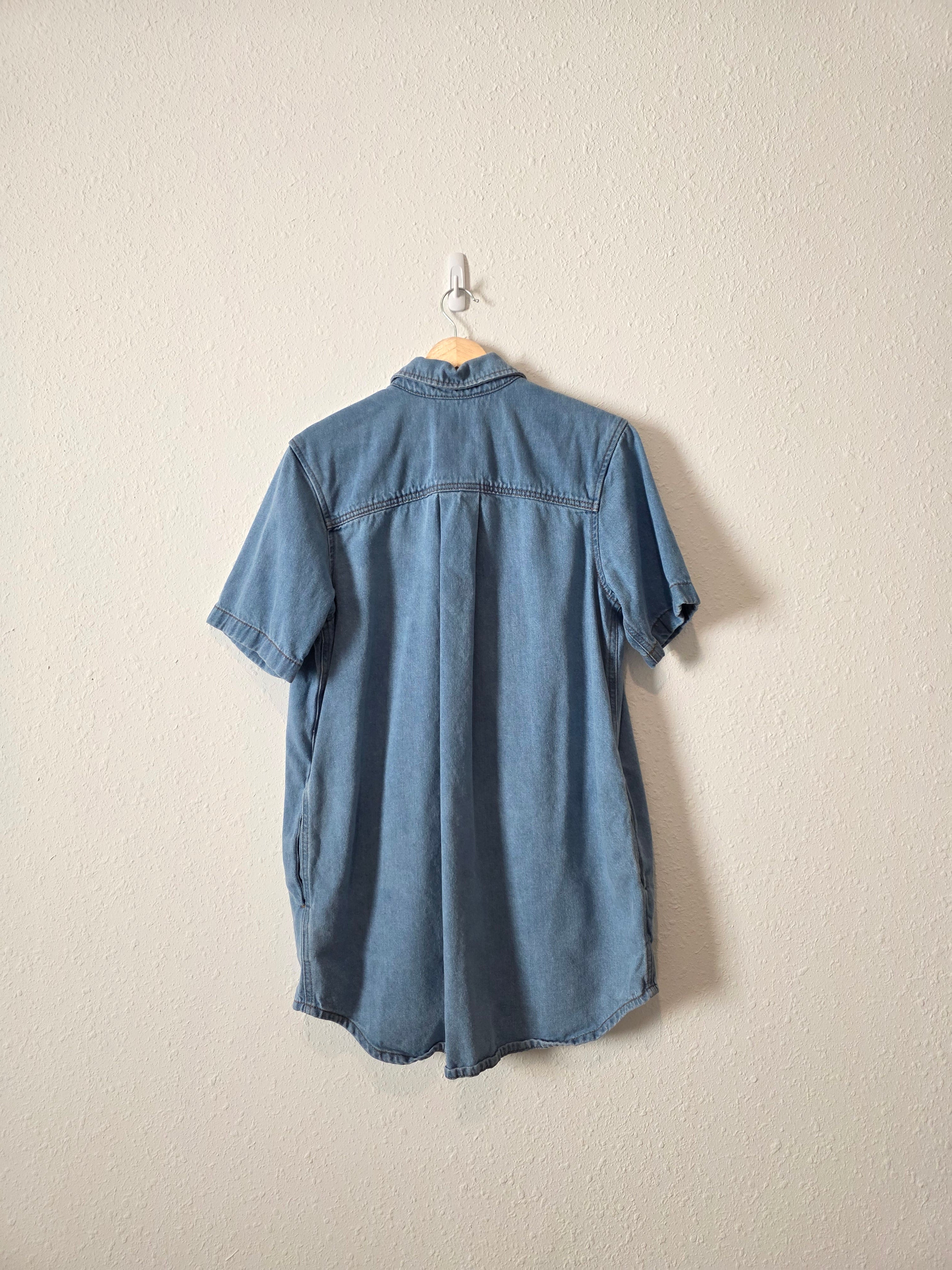 Denim Mini Shirt Dress (S)