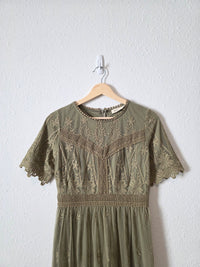 Roolee Green Floral Midi Dress (S)
